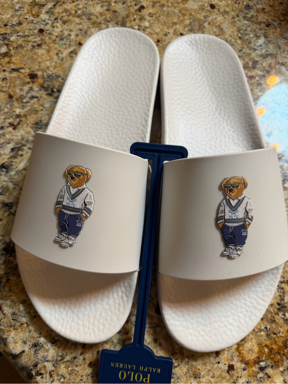 Polo Ralph Lauren Bear White Slide Sandals